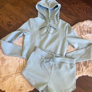BuffBunny Light Blue Hoodie and Shorts Set